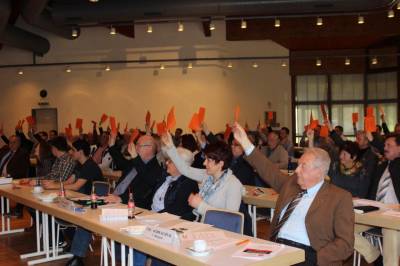 Kreisparteitag 30.04.2016 - Alle 79 Delegierten stimmten für die Große Koalition im Vogelsbergkreis und für die Bewerbung von Dr. Jens Mischak als hauptamtlicher Erster Kreisbeigeordneter