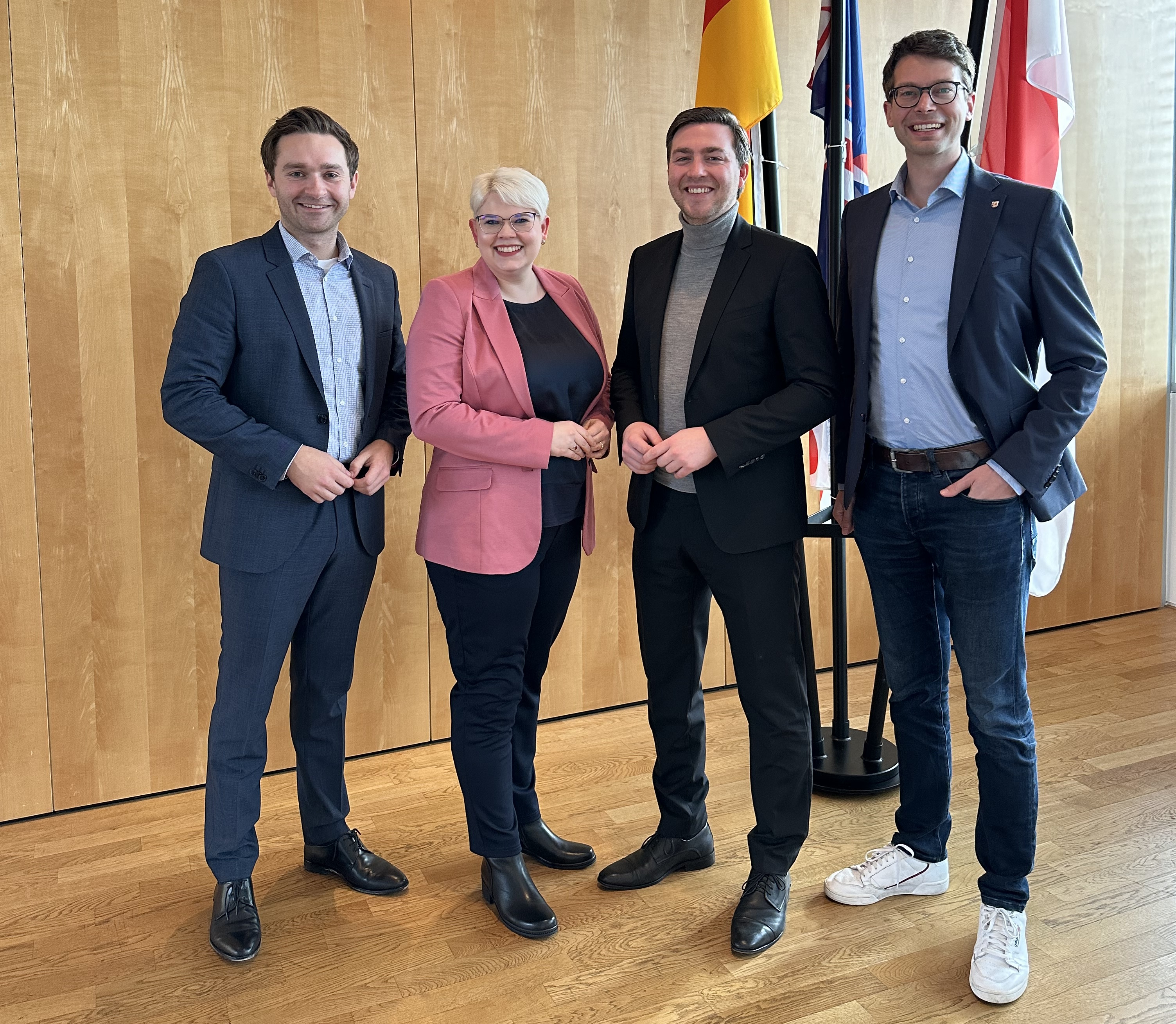 Sind jetzt Mitglieder der Jungen Gruppe in der CDU-Landtagsfraktion: Sprecher Lucas Schmitz, Jennifer Gießler, Frederik Bouffier und Sebastian Müller (von links)